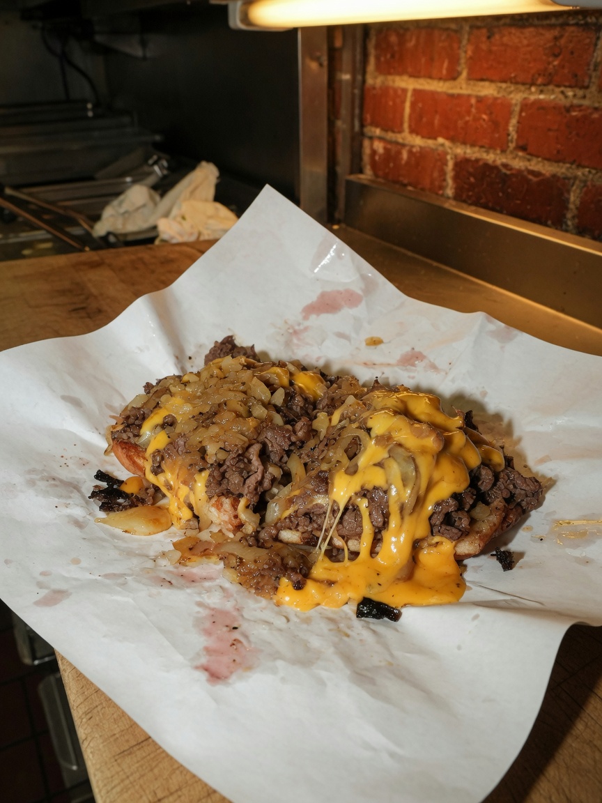 Cheesesteak on butcher paper